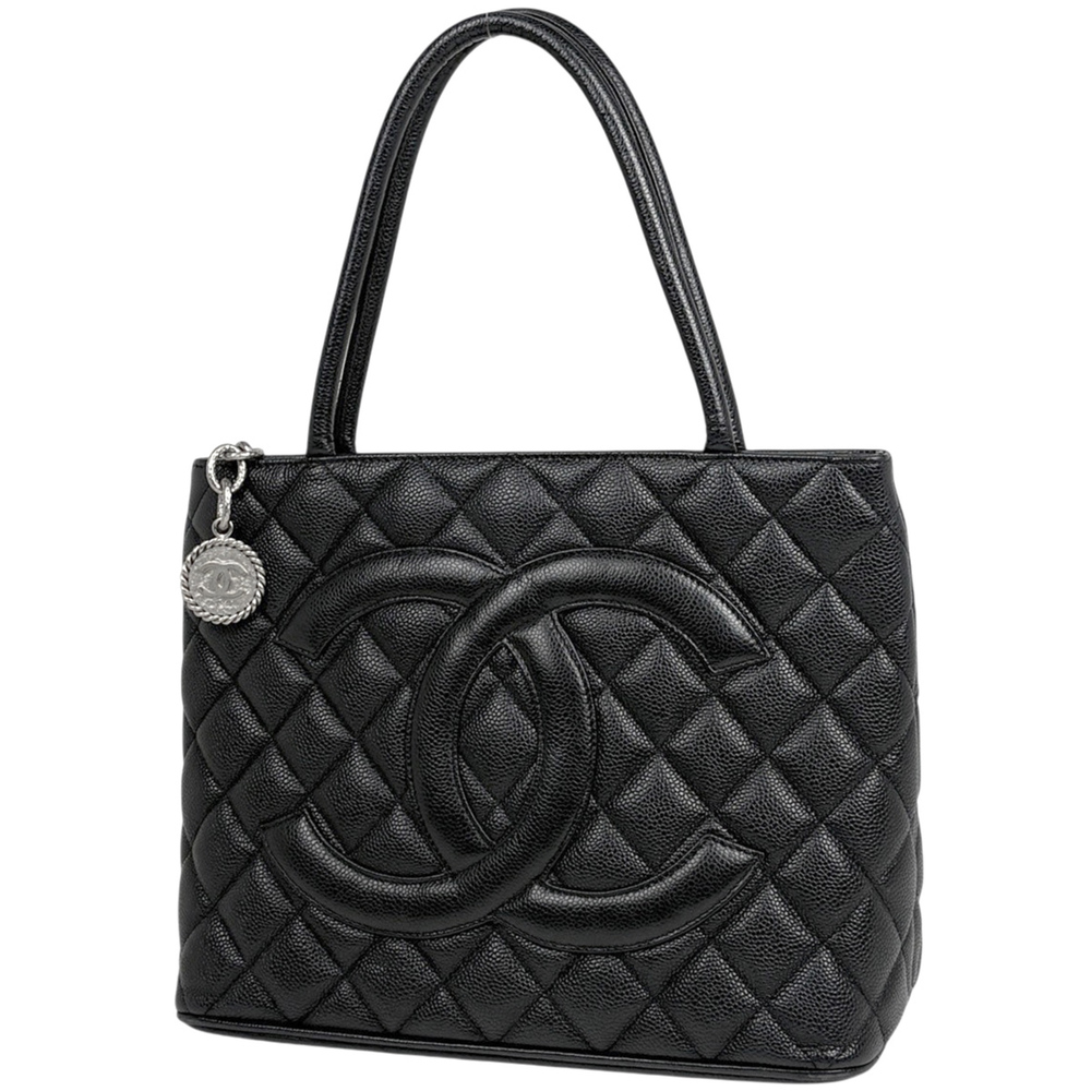 Chanel CHANEL Reissue Tote Handbag Coco Mark Bag Caviar Skin Black A01804 Wom...